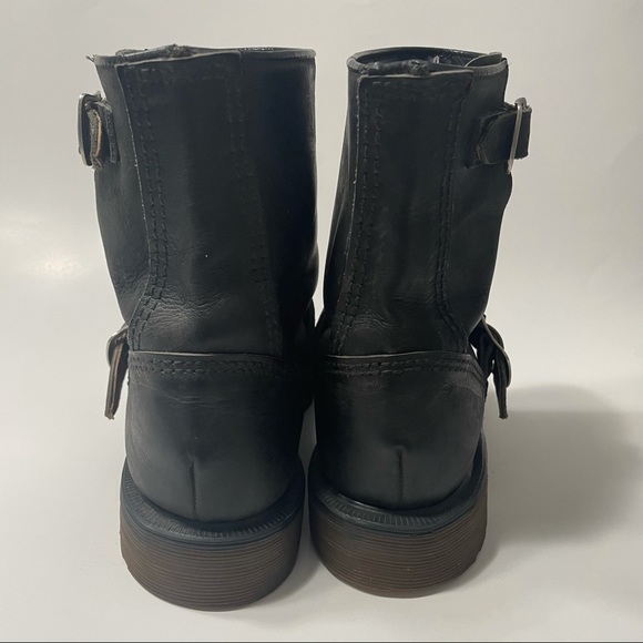 Rare Vintage Dr. Martens Motorcycle Boots Buckles Made in England 5 Black - Picture 4 of 15